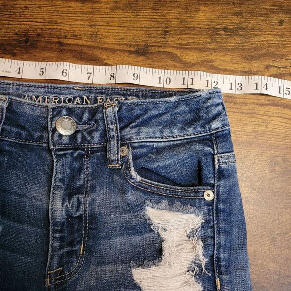 American Eagle Hi Rise Shortie Shorts Size 0 Next Level Stretch Ripped - Picture 6 of 10